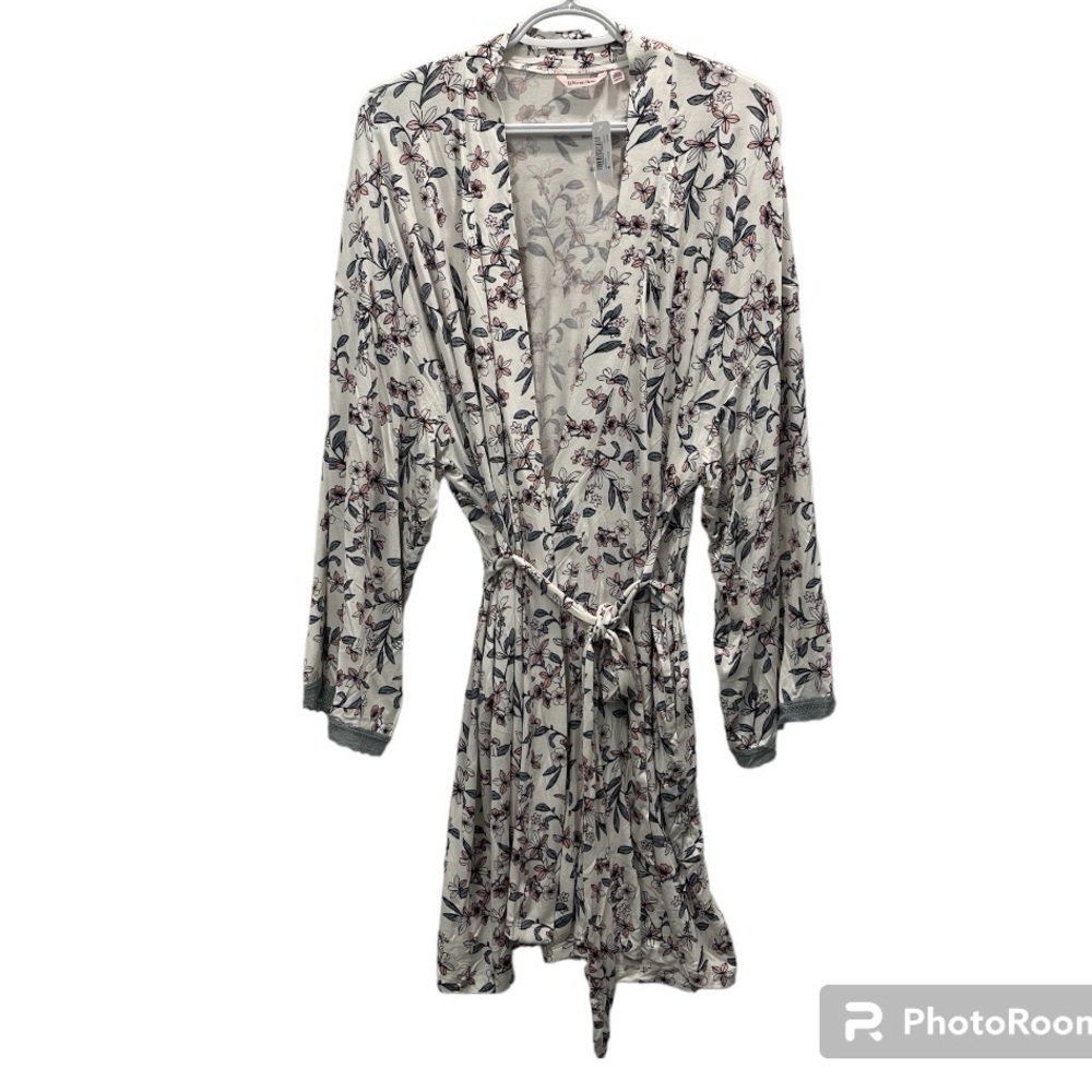 La Vie En Rose Soft jersey kimono with lace trim size medium - Picture 1 of 8